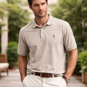 Polo Ralph Lauren Classic Fit Soft Cotton Polo‎ Shirt - Men's XL - Heather Tan